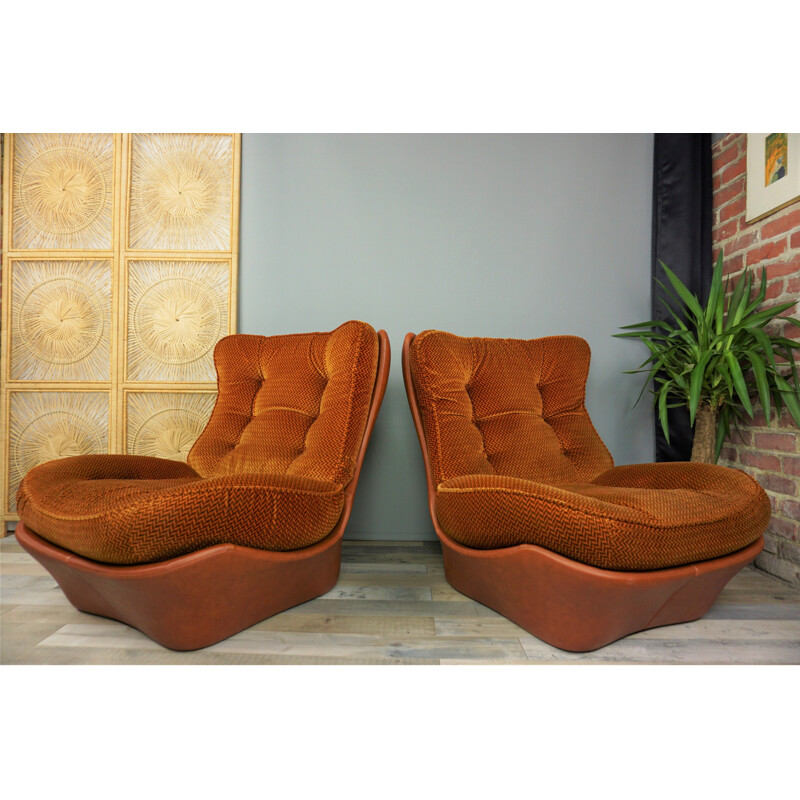 Vintage Cognac Colored Living Room Set - 1960s