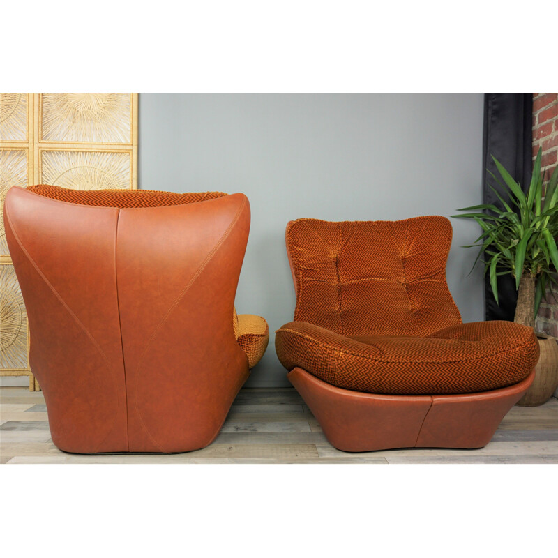 Vintage Cognac Colored Living Room Set - 1960s