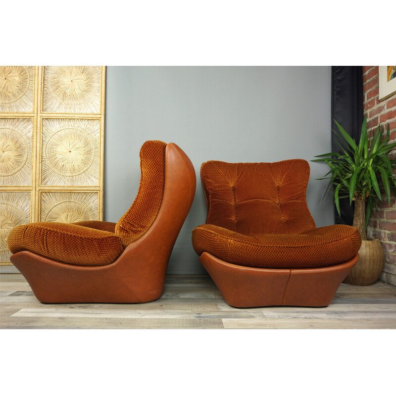 Vintage Cognac Colored Living Room Set - 1960s