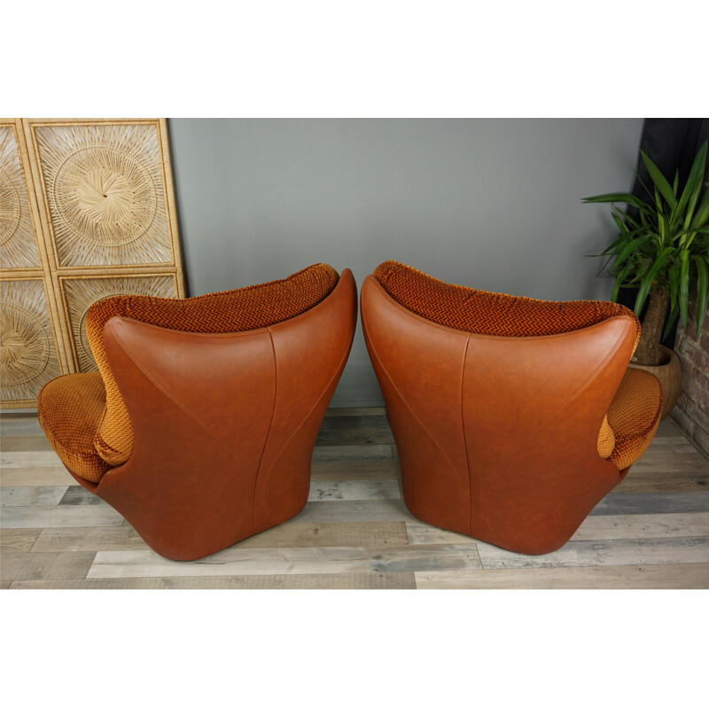 Vintage Cognac Colored Living Room Set - 1960s