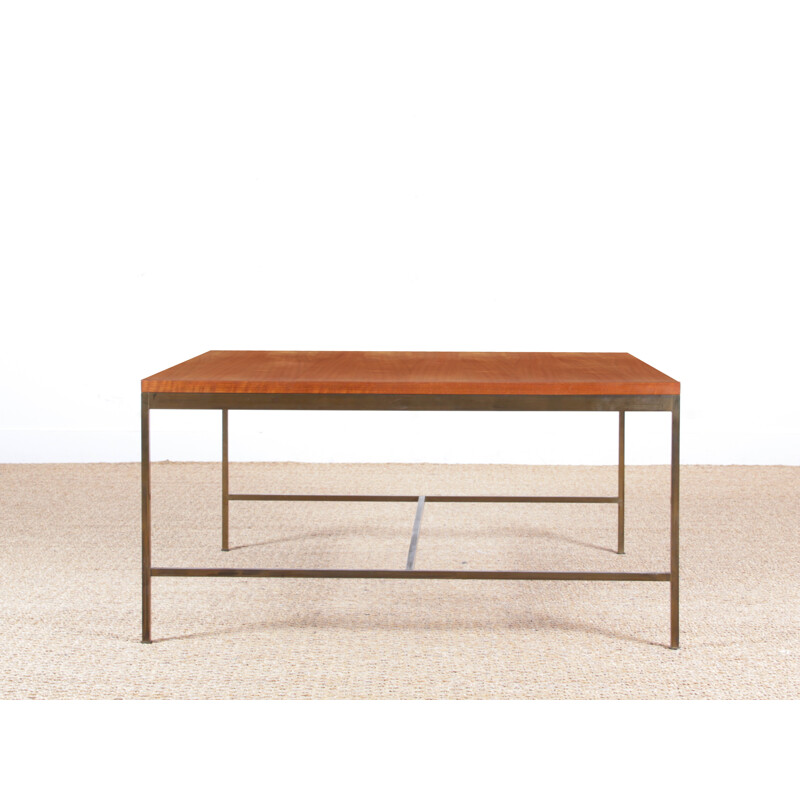 Square coffee table in teak and brass by Paul McCobb - 1950s