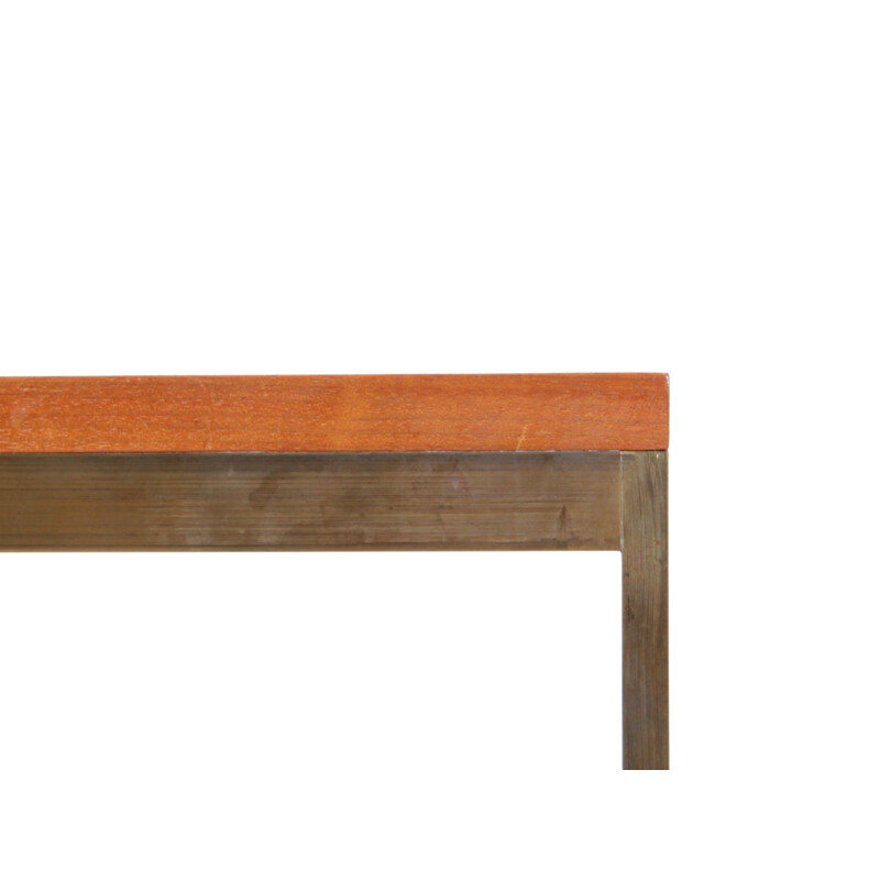 Square coffee table in teak and brass by Paul McCobb - 1950s
