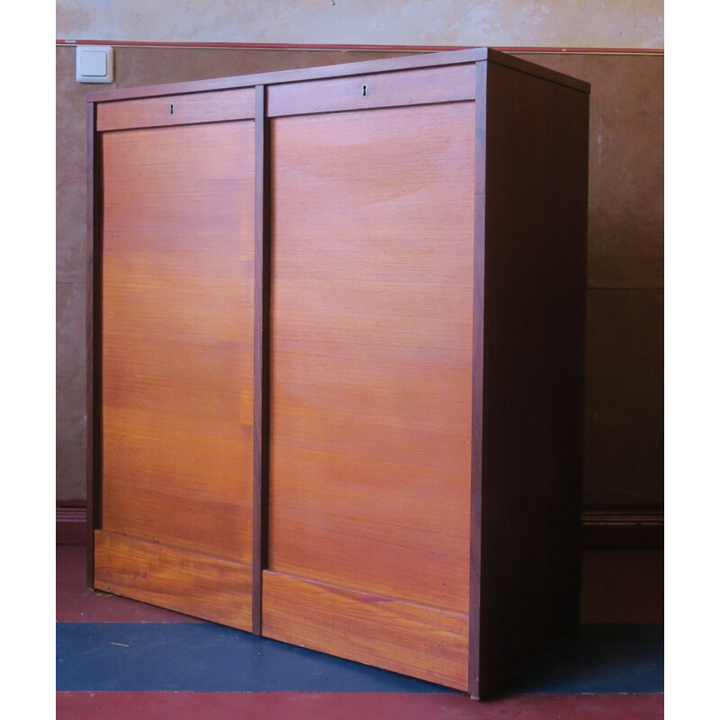 Mid-century teak cabinet with sliding doors - 1960