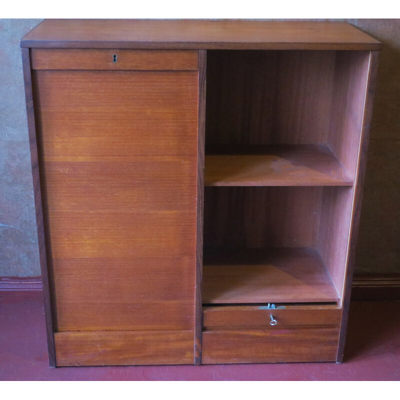 Mid-century teak cabinet with sliding doors - 1960