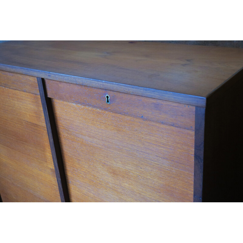 Mid-century teak cabinet with sliding doors - 1960