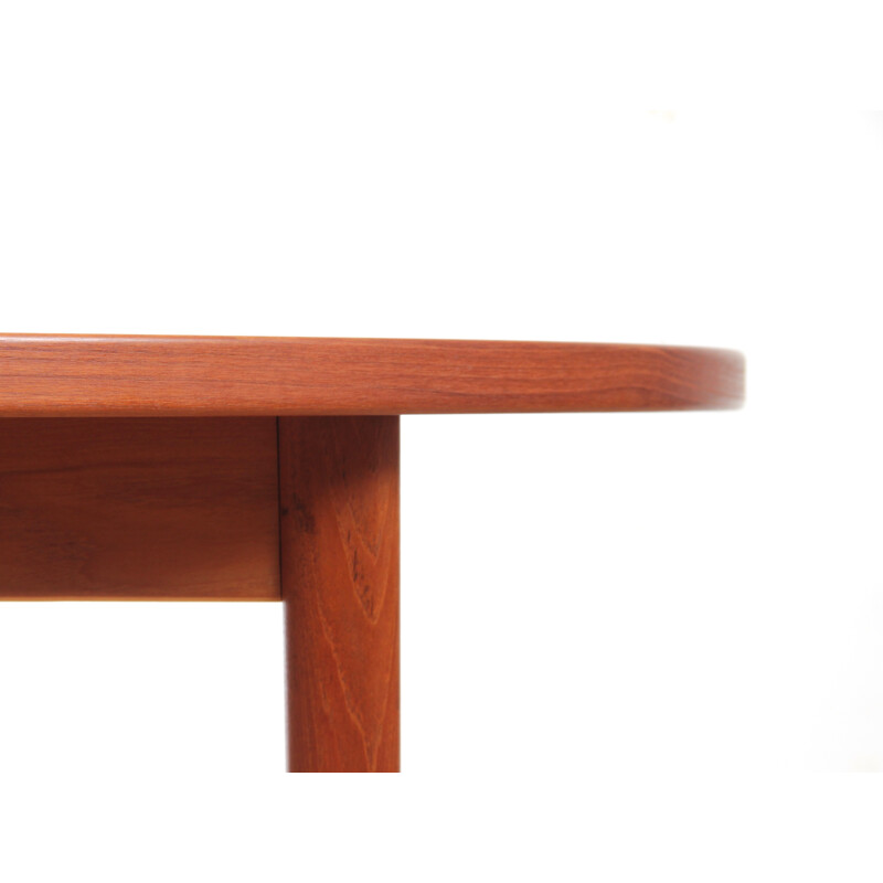 Scandinavian round teak dining table with 1 extension by Nils Jonsson for Troeds - 1960s