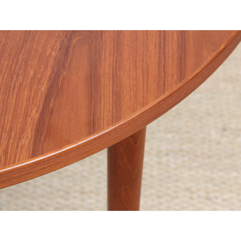 Scandinavian round teak dining table with 1 extension by Nils Jonsson for Troeds - 1960s