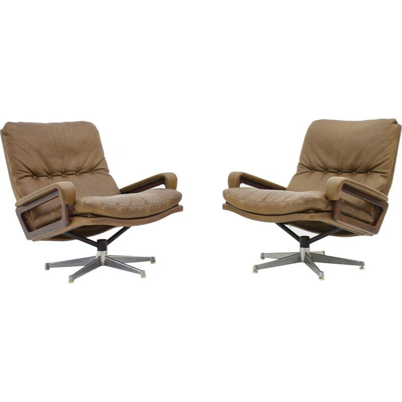 Pair of Lounge Chairs "King" by André Vandenbeuck for Strässle Switzerland - 1965