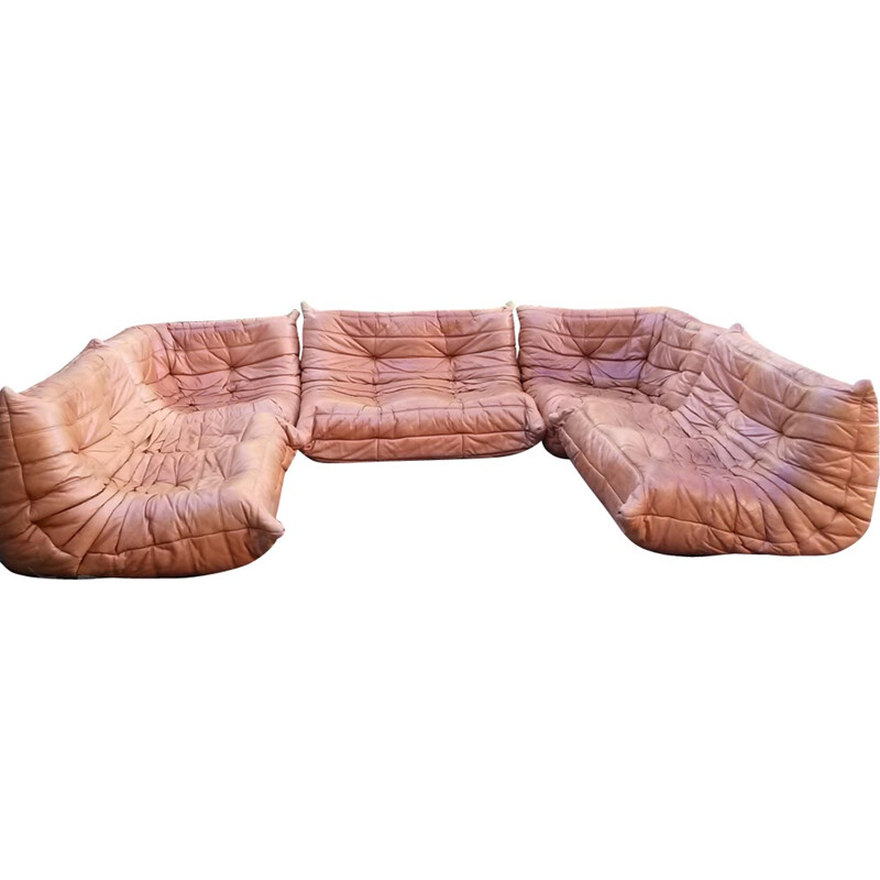 Set of Togo leather sofas by Michel Ducaroy for Ligne Roset - 1970s