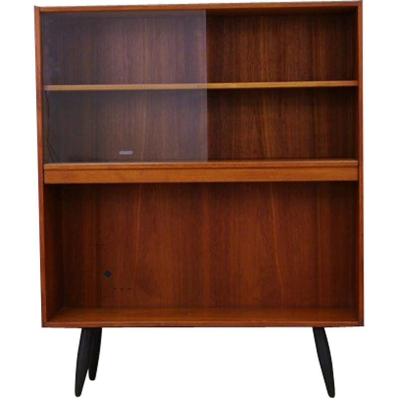 Vintage bookcase in teak and glass - 1960s