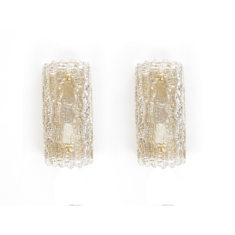 Pair of Scandinavian glass wall lamps by Carl Fagerlund for Orrefors - 1960s