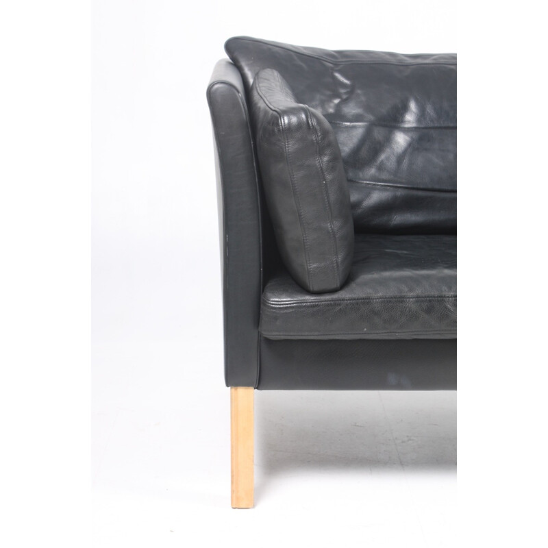 Danish Black Leather Sofa by Takashi Okamura & Erik Marquardsen for Skipper - 1980s