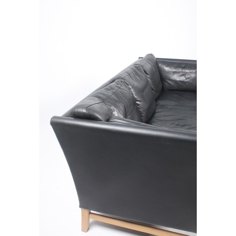 Danish Black Leather Sofa by Takashi Okamura & Erik Marquardsen for Skipper - 1980s