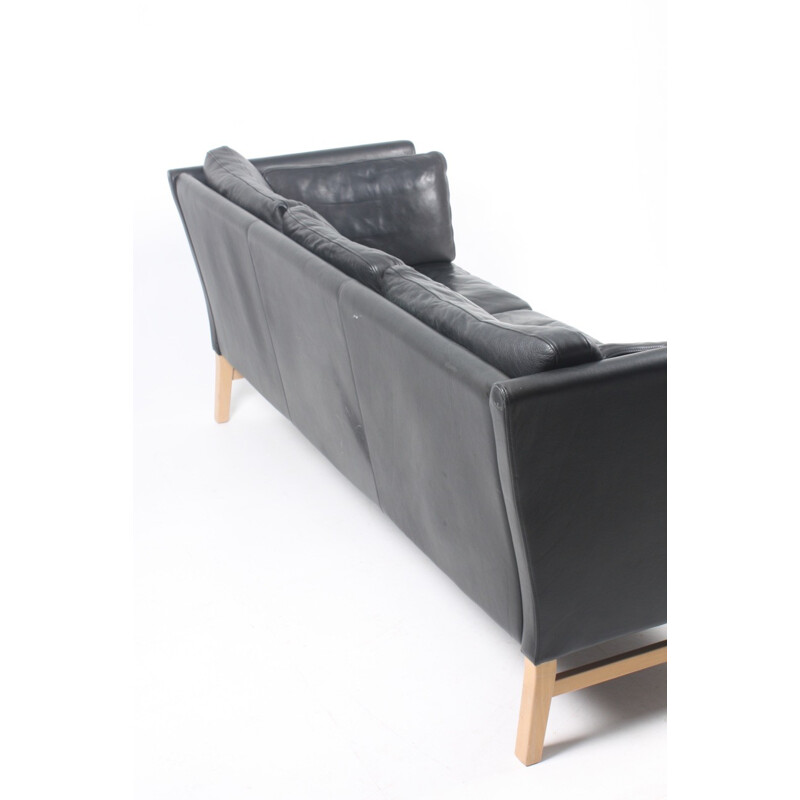 Danish Black Leather Sofa by Takashi Okamura & Erik Marquardsen for Skipper - 1980s