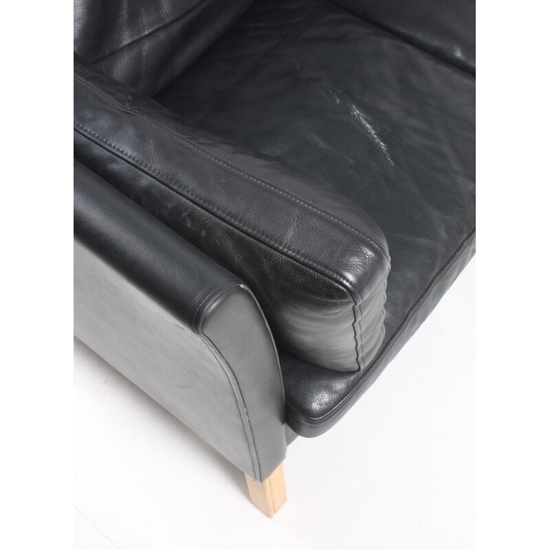 Danish Black Leather Sofa by Takashi Okamura & Erik Marquardsen for Skipper - 1980s