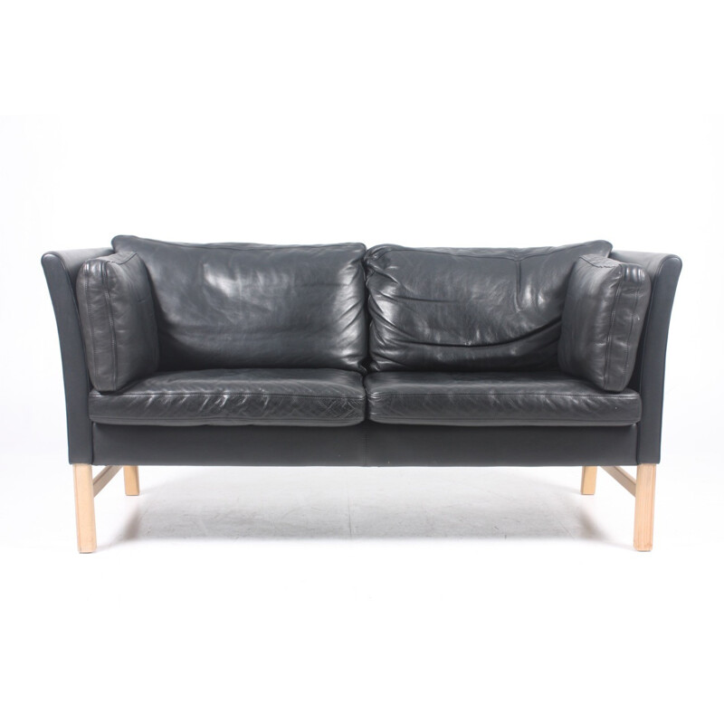 Danish Black Leather Sofa by Takashi Okamura & Erik Marquardsen for Skipper - 1980s