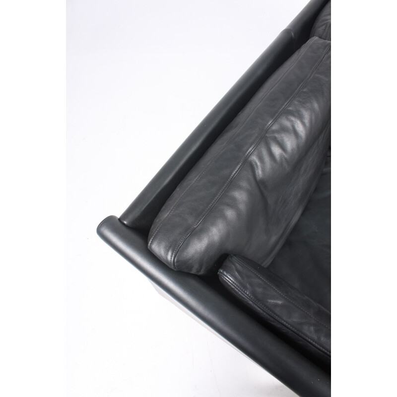 Danish Black Leather Sofa by Takashi Okamura & Erik Marquardsen for Skipper - 1980s