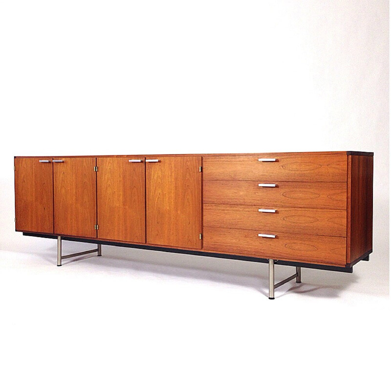 Long sideboard in rosewood and metal, Cees BRAAKMAN - 1950s