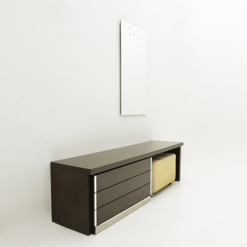 Space age vanity desk with mirror and pouf - 1970s