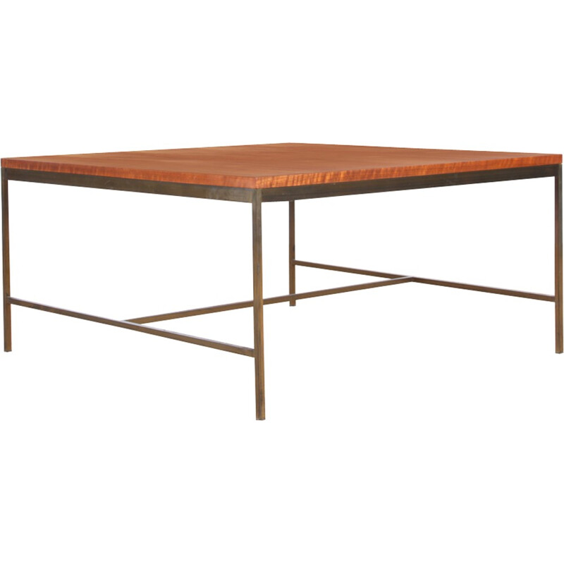 Square coffee table in teak and brass by Paul McCobb - 1950s