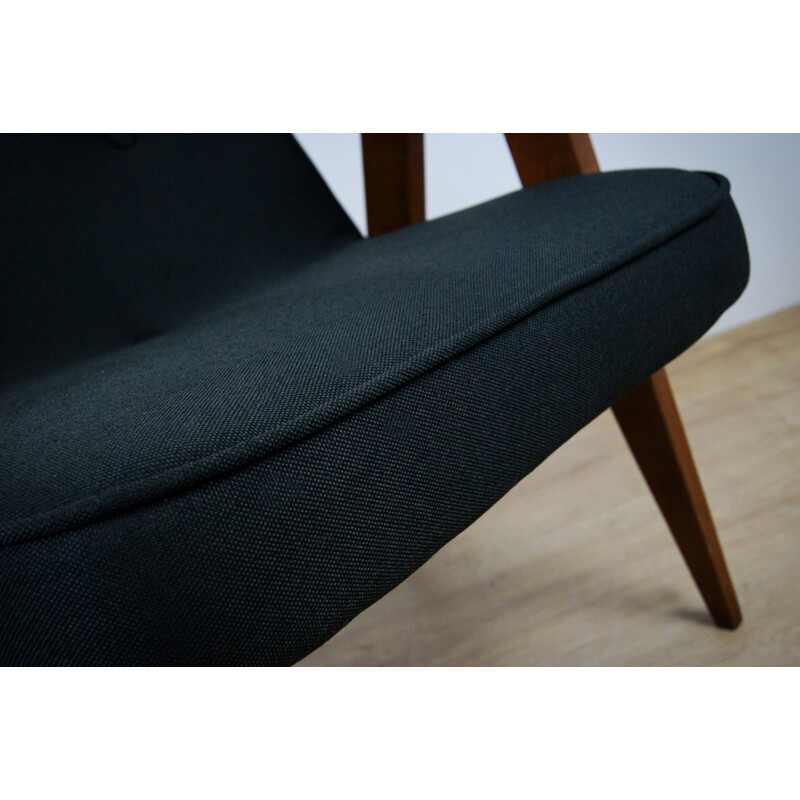 Pair of vintage black 366 armchairs by Jozef Marian Chierowski - 1960s