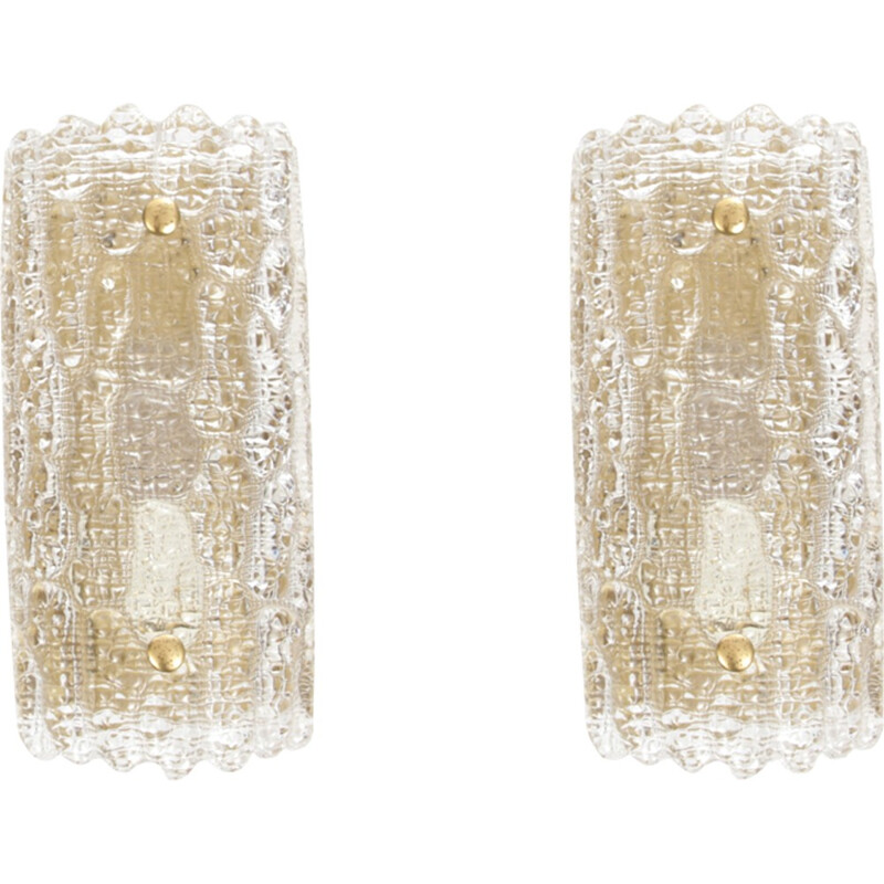 Pair of Scandinavian glass wall lamps by Carl Fagerlund for Orrefors - 1960s