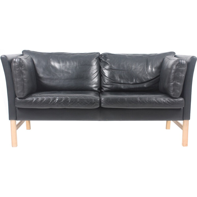 Danish Black Leather Sofa by Takashi Okamura & Erik Marquardsen for Skipper - 1980s