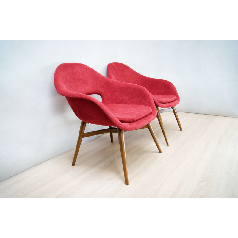 Pair of Red Shell armchairs by František Jirak - 1960s