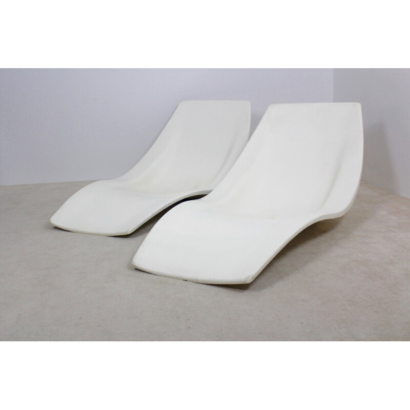Pair of vintage polyester chairs by Charles Zublena, France 1970