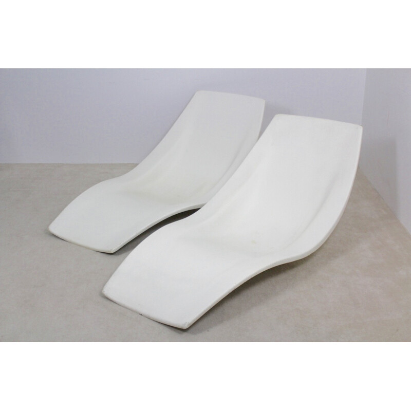 Paire de chaises longues en polyester de Charles Zublena - 1970