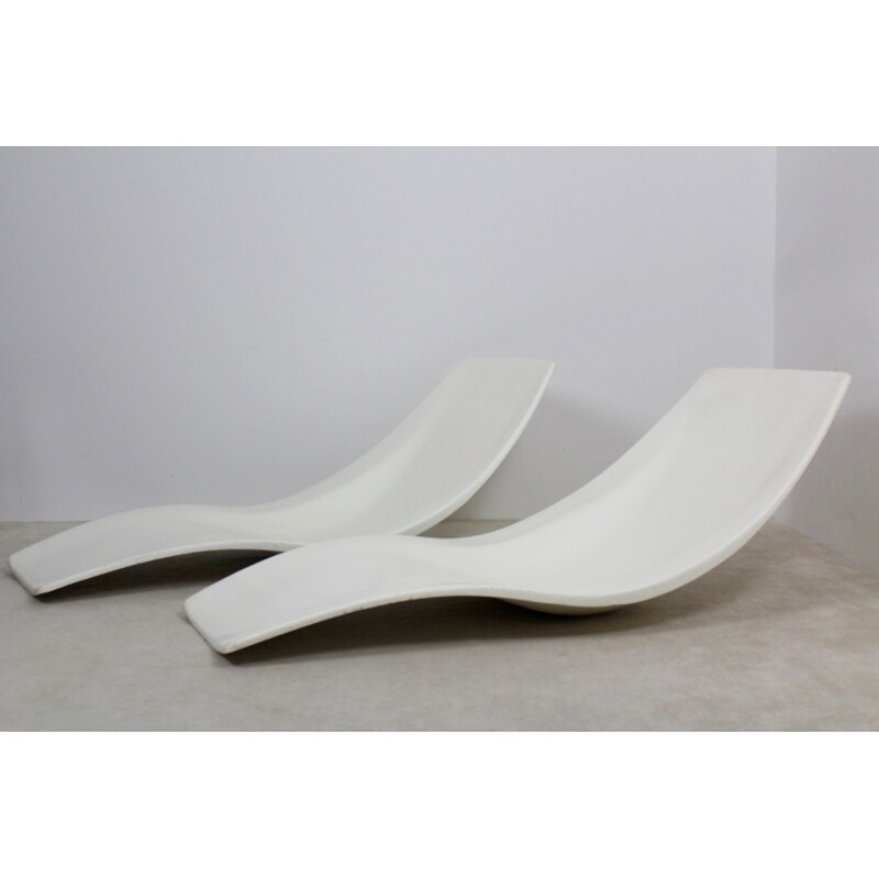 Paire de chaises longues en polyester de Charles Zublena - 1970