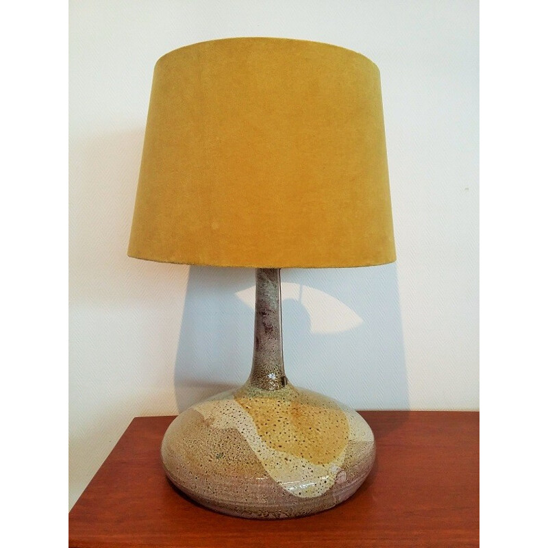 Large lamp in ceramic and velvet - 1970s