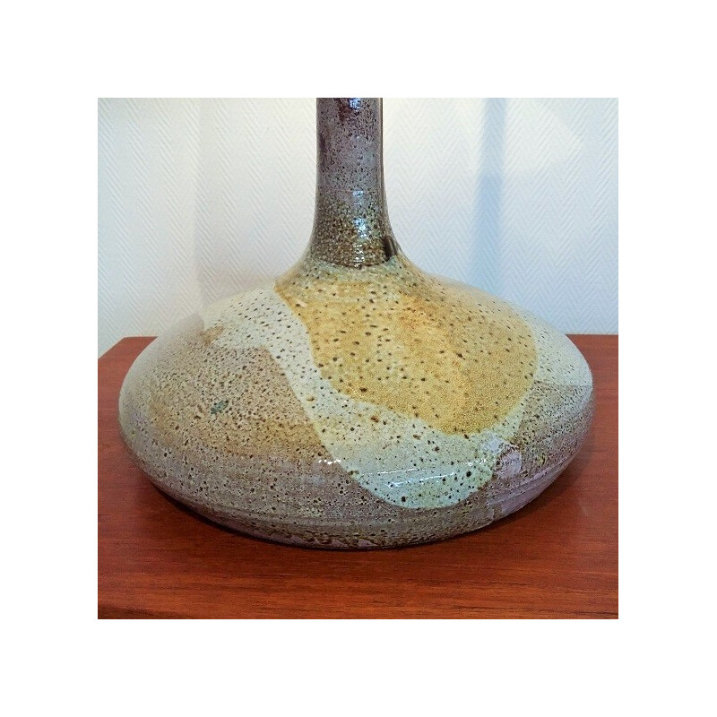 Grande lampe en céramique et velours - 1970