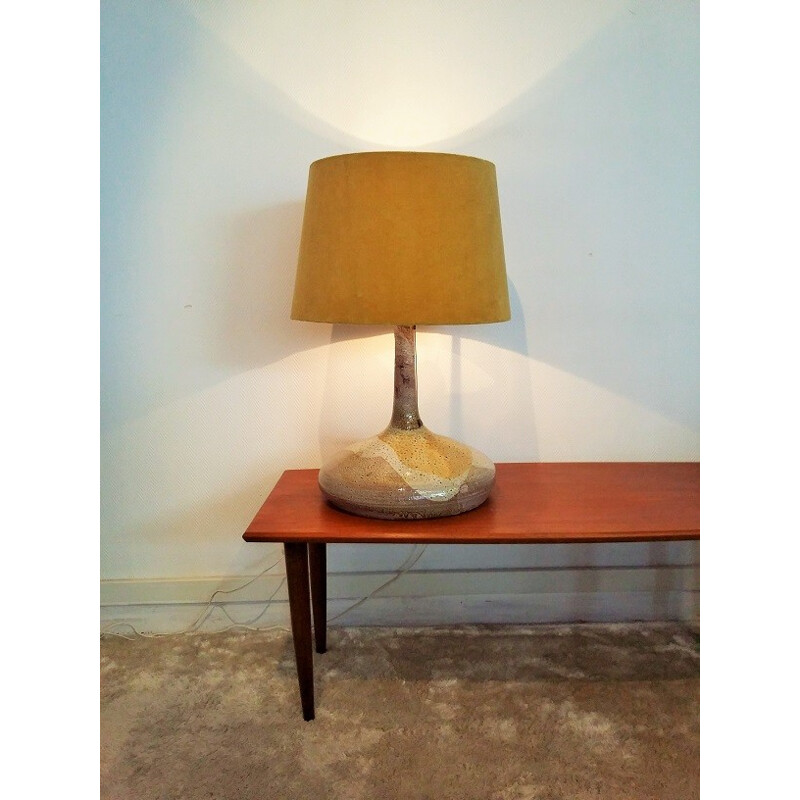 Large lamp in ceramic and velvet - 1970s