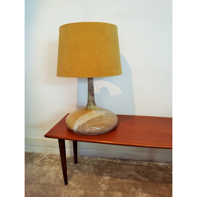 Large lamp in ceramic and velvet - 1970s