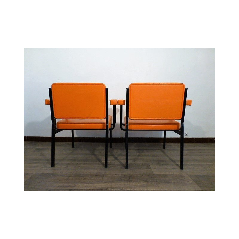 Pair of vintage orange modernist armchairs - 1960s