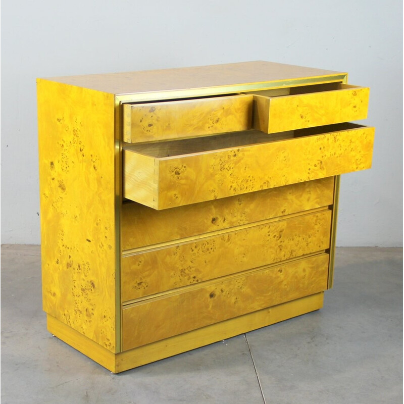 Italian chest of dawers in poplar and brass - 1970s