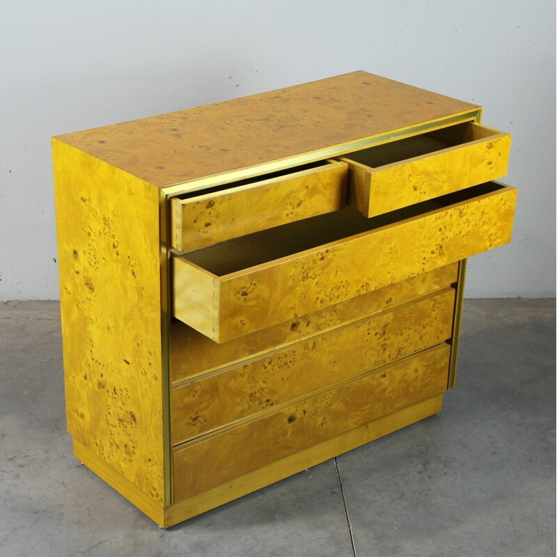 Italian chest of dawers in poplar and brass - 1970s