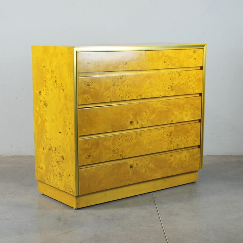 Italian chest of dawers in poplar and brass - 1970s