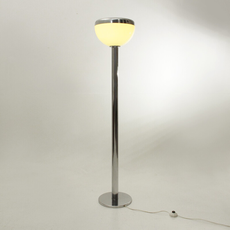Italian chromed metal floor lamp - 1970s