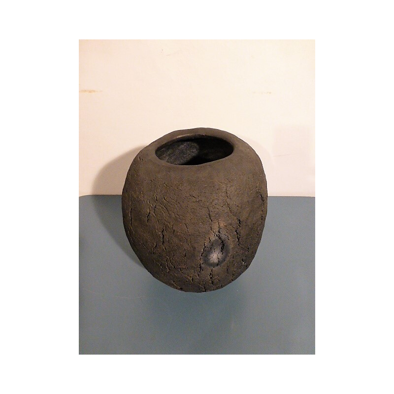 Volcanic rock vase by Jean Fradin - 1980s