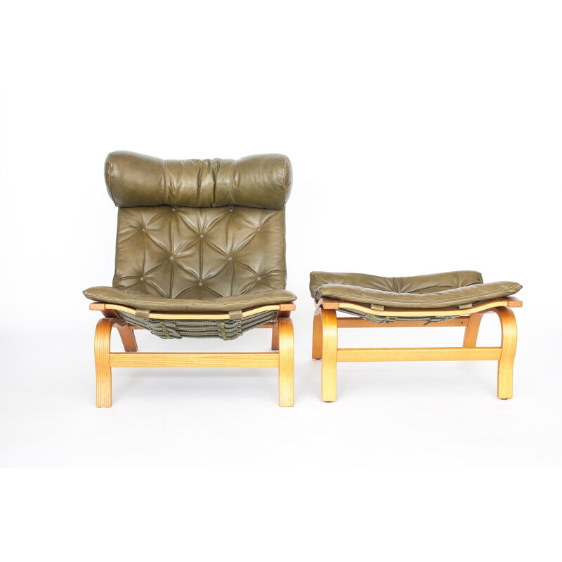 Vintage Skandi Lounge & Ottoman Armchair by Arne Norell - 1970s