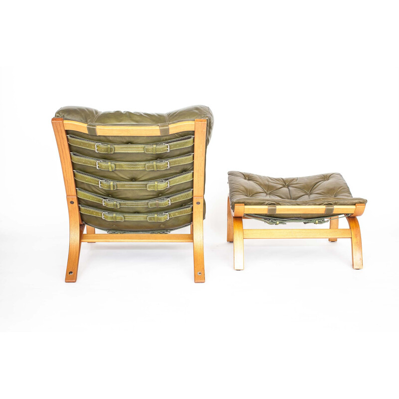 Vintage Skandi Lounge & Ottoman Armchair by Arne Norell - 1970s