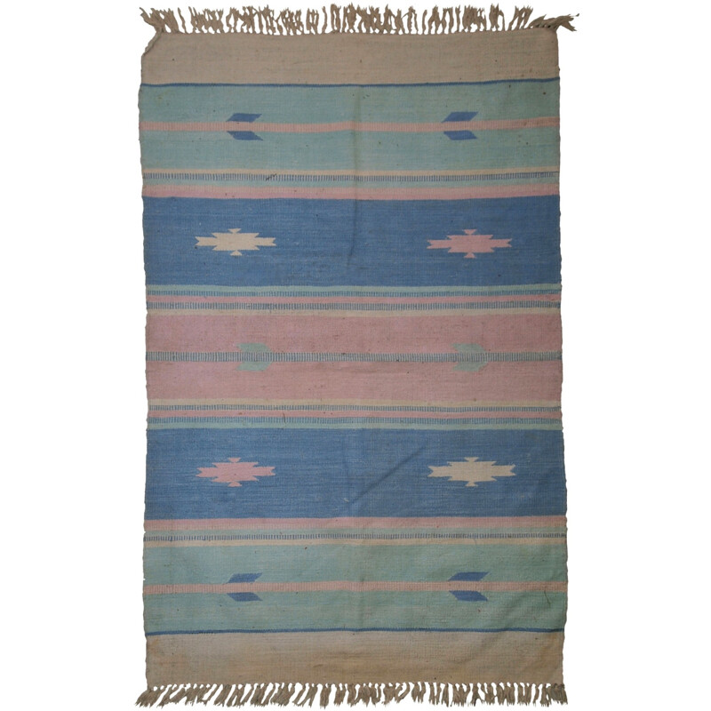 Hand made vintage Indian Dhurri kilim - 1960s