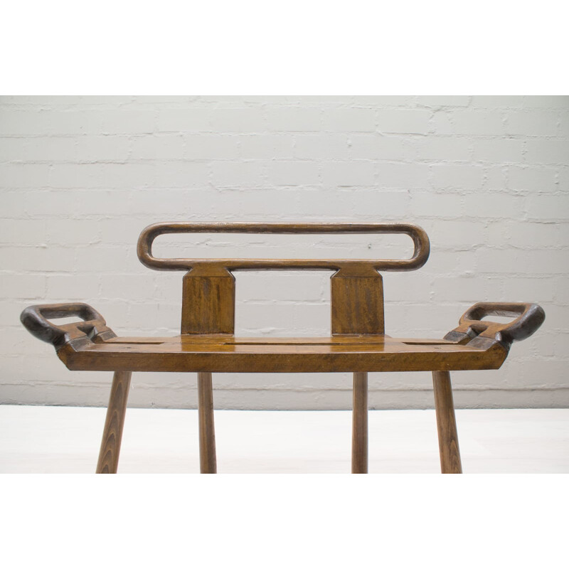 Banc en bois vintage espagnol - 1960