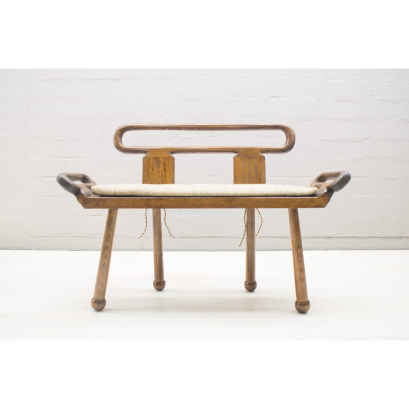 Banc en bois vintage espagnol - 1960