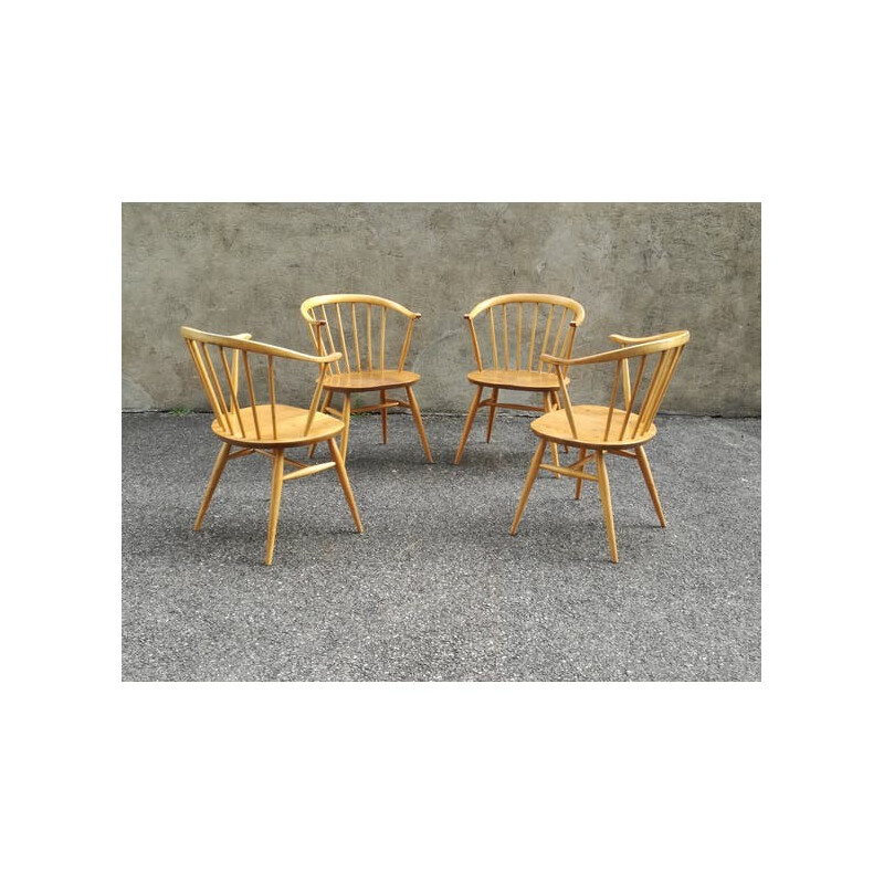 Set of 4 Teak Backrest Chairs by Yngve Ekstrom - 1950s