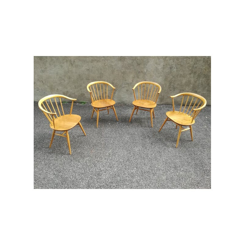Set of 4 Teak Backrest Chairs by Yngve Ekstrom - 1950s