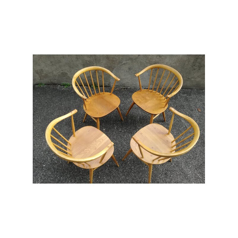 Set of 4 Teak Backrest Chairs by Yngve Ekstrom - 1950s