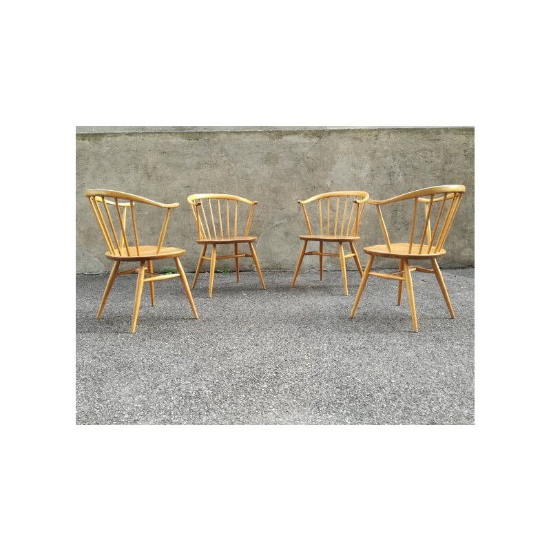 Set of 4 Teak Backrest Chairs by Yngve Ekstrom - 1950s